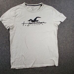 Hollister Graphic T-Shirt Mens M Gray Short Sleeve Cotton Logo 0078